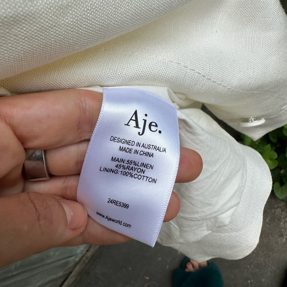 Aje Encompass Utility Mini Dress White Mini Dress with Collar and Waist Tie - Picture 8 of 8